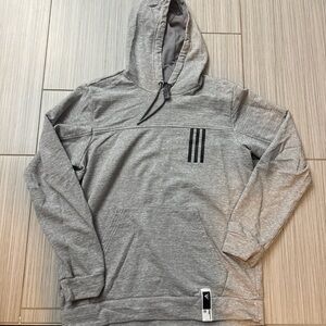 Adidas Light weight Gray Hooded Pullover with Three-Stripe Logo
